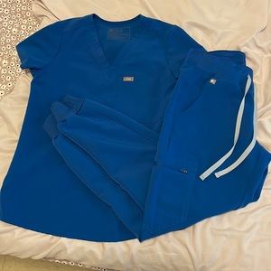 Womens figs royal blue scrub set